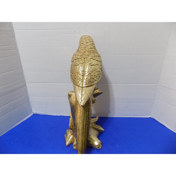NEW Gold Parrot Statue Figurine Tropical Home Decor Birds Macaw - Picture 3 of 7